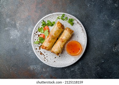 fried Spring Roll with chicken , Vietnamese Food top view - Shutterstock ID 2125118159