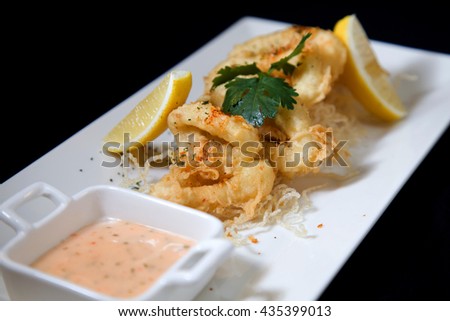 fried squid seafood