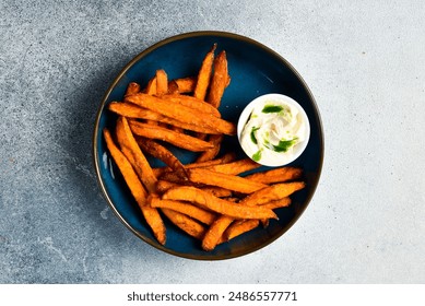 Fried sweet potato. Close up. Fast food. - Powered by Shutterstock