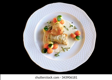 Fried Turbot Fillet In Filo Pastry With Vegetables