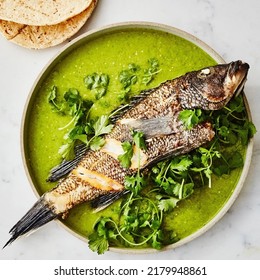 Fried Whole Fish With Tomatillo Sauce