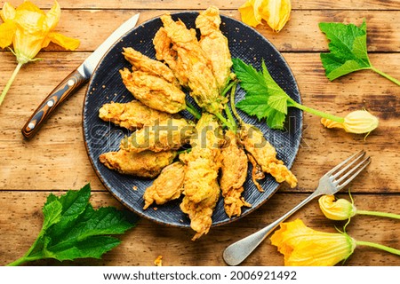 Similar – Image, Stock Photo Zucchini blossom Blossom