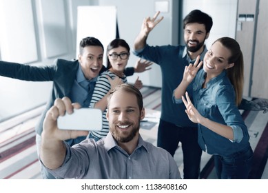 Friendly Atmosphere Joyful Young Smiling Colleagues Stock Photo ...