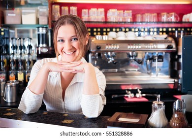 Friendly Bartender At A Cafe