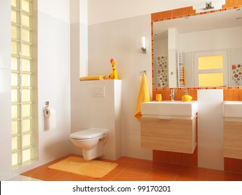 Kids Bathroom Ideas Photo Gallery / 30 Kid Friendly Bathroom Design Ideas Hgtv / Kid's bathroom with decorative mirror, white tiles and cement tile floor.