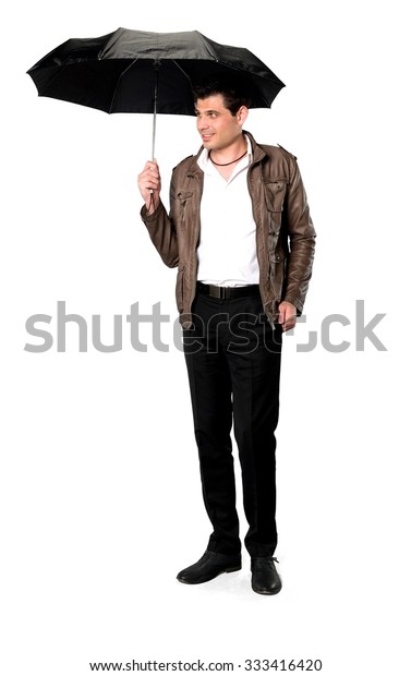 Friendly Caucasian Man Short Dark Brown Stock Image Download Now