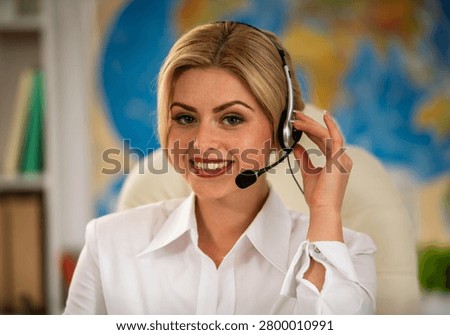Friendly customer service representative providing professional support through headset communication.