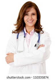 Friendly Female Doctor - Isolated Over A White Background