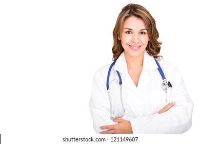 Friendly Female Doctor - Isolated Over A White Background