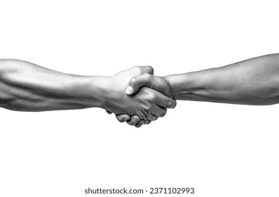Friendly handshake, friends greeting, teamwork, friendship. Rescue, helping gesture or hands. Two hands, helping arm of a friend, teamwork. Helping hand outstretched, isolated arm, salvation.