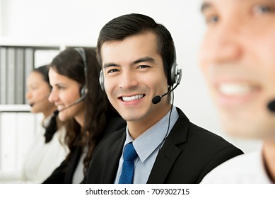 Smiling Cheerful Male Telemarketing Customer Service Stock Photo ...