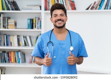 Friendly Latin American Doctor With Beard At Hospital