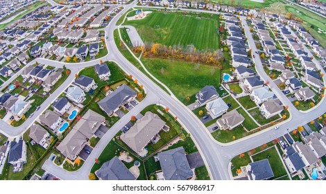 Friendly Subdivision Neighborhood Aerial