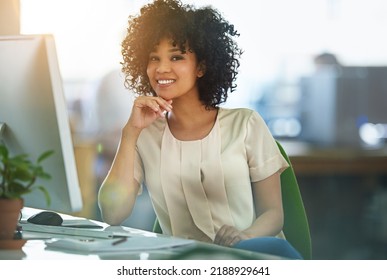 Friendly And Successful Business Woman Or Corporate Professional Happy With Her Job In Human Resources Department At A Modern Company. Portrait Of A Young Administrator Or HR Intern In An Office