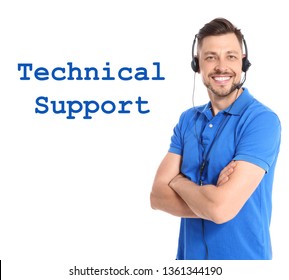 Friendly Technical Support Operator With Headset And Question 