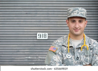 Friendly Young Military Doctor In Uniform