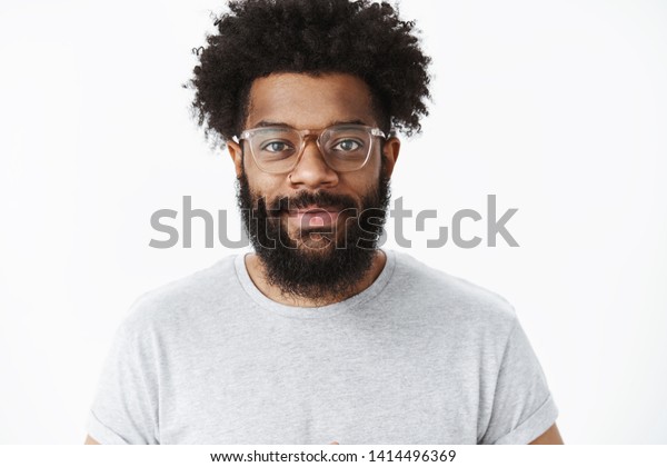 Friendlylooking Outgoing Nice African American Bearded Stock Photo
