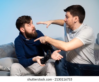 Friends Arguing Over Video Game, Funny Moments During The Play . Bad Loser