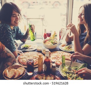 Friends Eating Pizza Party Together Concept - Shutterstock ID 519621628