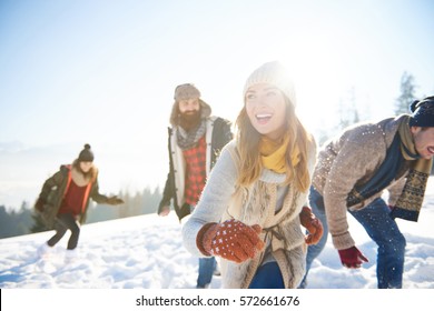 Friends Enjoying Themselves During Winter Time