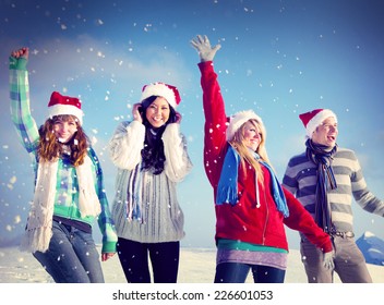 Friends Enjoyment Winter Holiday Christmas Concept