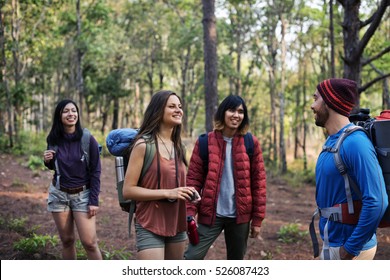 Friends Explore Nature Outdoors Concept