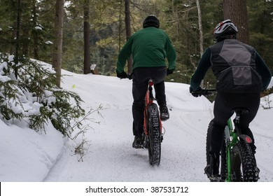 Friends Fat Biking In Winter