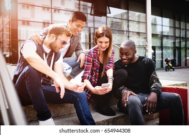 Friends Hanging Out On Steps