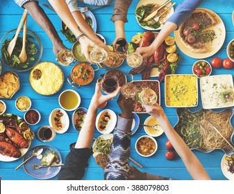 Friends Happiness Enjoying Dinning Eating Concept