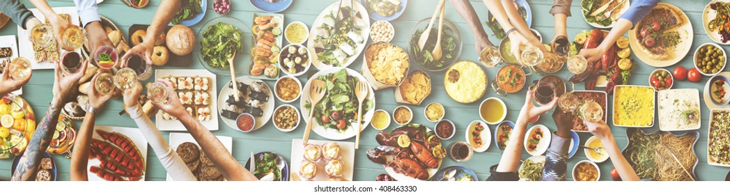 Friends Happiness Enjoying Dinning Eating Concept - Shutterstock ID 408463330