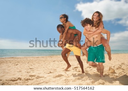 Friends having fun on beach