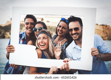 Friends Having Fun Outdoors And Are Happy