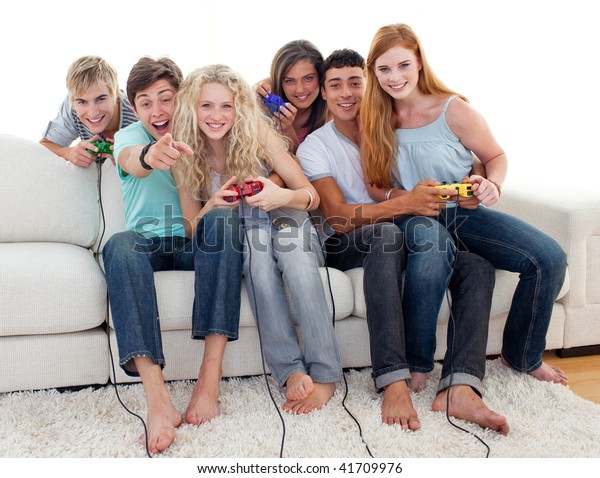 Friends Having Fun Playing Video Games Stock Photo 41709976 | Shutterstock