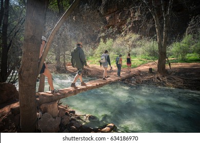 Friends Hiking To An Amazing Destination, Grand Canyon, Arizona