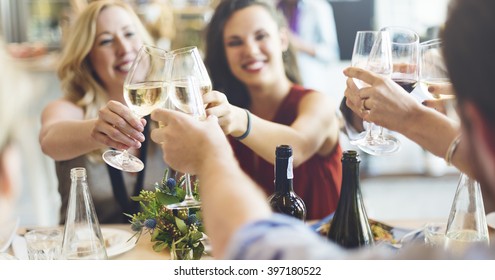 Friends Party Cheers Enjoying Food Concept