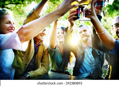 Friends Party Outdoors Celebration Happiness Concept