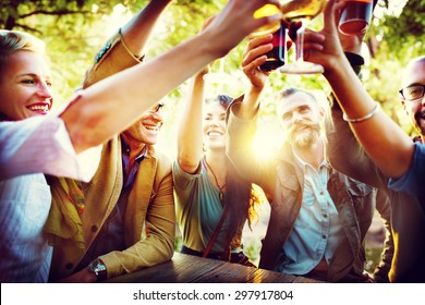 Friends Party Outdoors Celebration Happiness Concept - Powered by Shutterstock