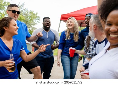 Friends Partying At A Tailgate Event