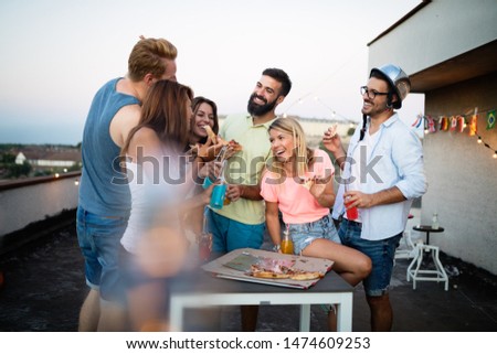 Similar – Image, Stock Photo Group of young people having fun in summer party