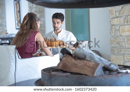 Similar – Image, Stock Photo Young couple having fun in a summer day