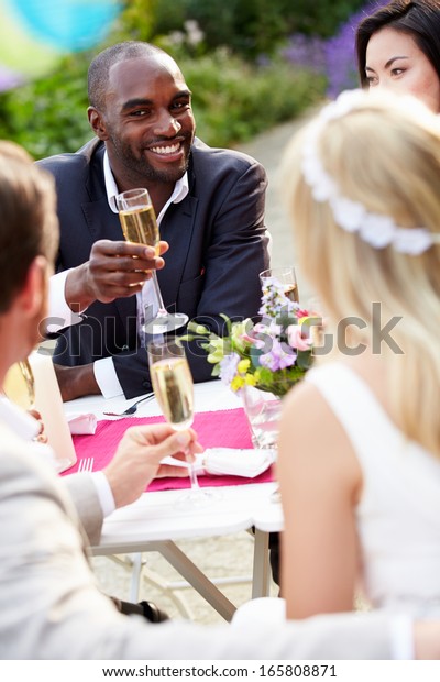 Friends Proposing Champagne Toast Wedding Royalty Free Stock Image