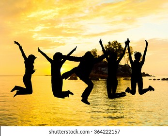 Friends Silhouettes Dance Night Away Stock Photo 364222157 | Shutterstock