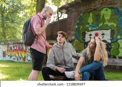 Friends Smoking Weed In The Park.