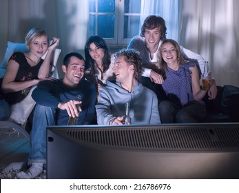 Friends Watching A Movie.