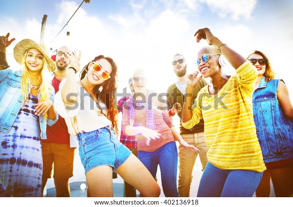 Friendship Dancing Bonding Beach Happiness Joyful Stock Photo 402136918 ...