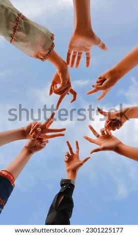 Similar – Image, Stock Photo limbs Hand Clouds