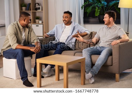 Similar – Image, Stock Photo Group of friends talking on the street