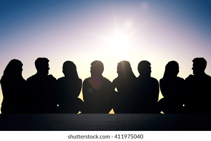 Friendship Leisure Summer People Concept Silhouettes Stock Photo 