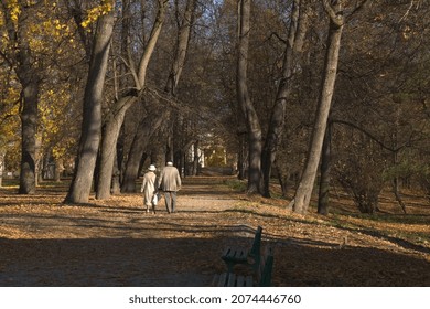 Friendship  Pensioner In Old Age, Seniors Couple On A Walking, Old People In The Park, Path In The Park
Older Family Walking On Dirt Road, 