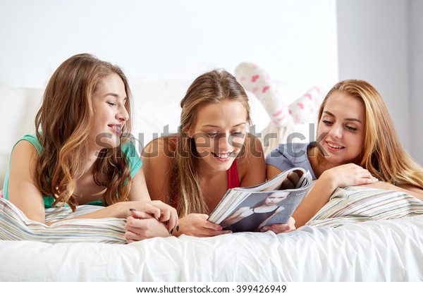 Friendship People Pajama Party Concept Happy Stock Photo 399426949 ...